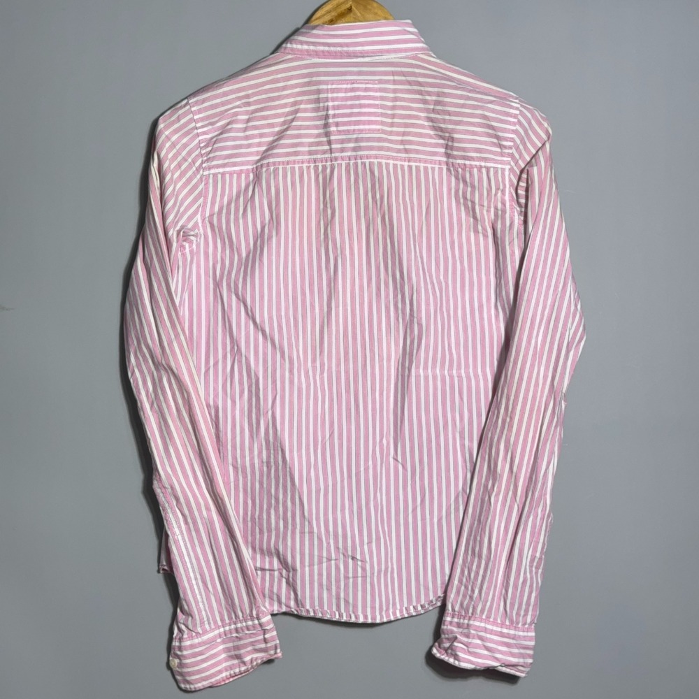 Hollister Button Down Shirt Womens Size Medium Striped Pink Preppy Academia Twee - Picture 8 of 9